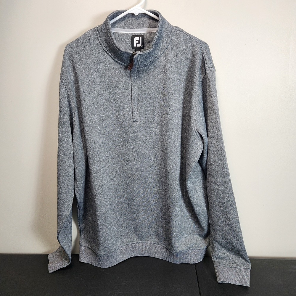 FootJoy FJ 1/4 Zip Drop Needle Pullover Sweater Gray‎ Men's XL Golf EUC Classic